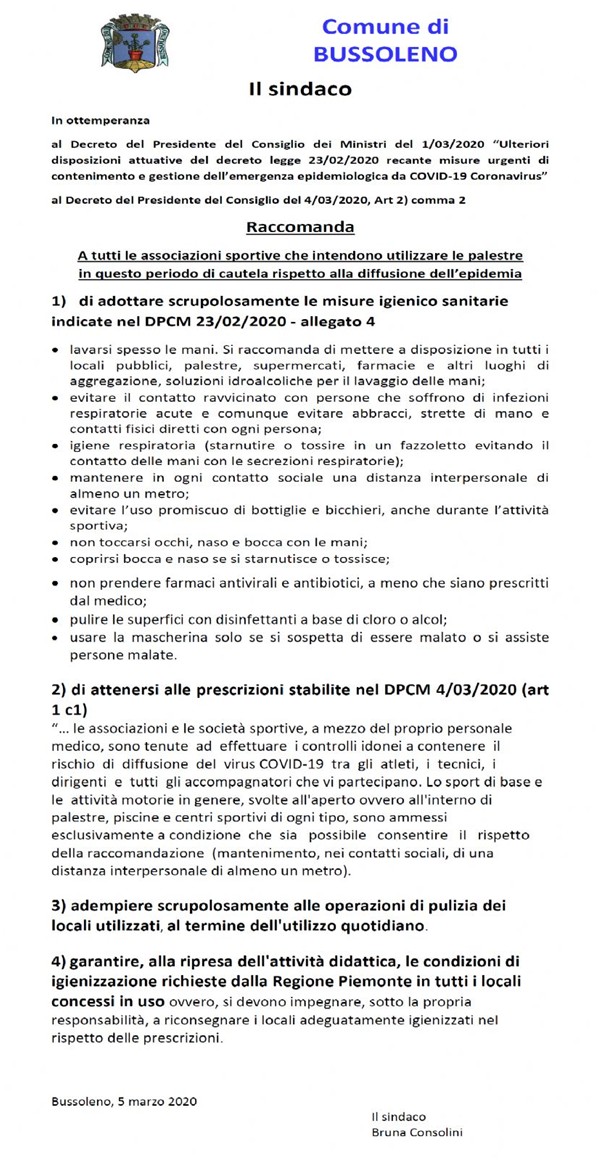 Raccomandazioni igienico sanitarie per palestre e centri sportivi