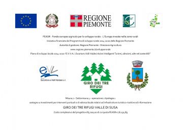 contiene i loghi degli enti coinvolti e  l'oggetto del'opera con i riferimenti al bando 